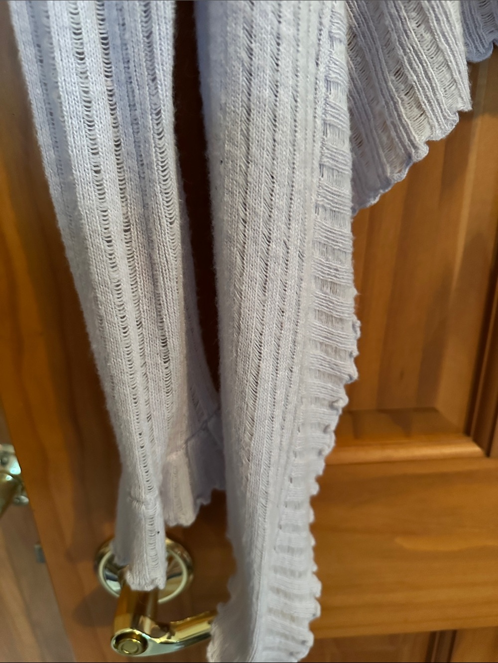 Express Light lilac Open-Front Ribbed Cardigan with Ruffle Trim - Picture 4 of 9